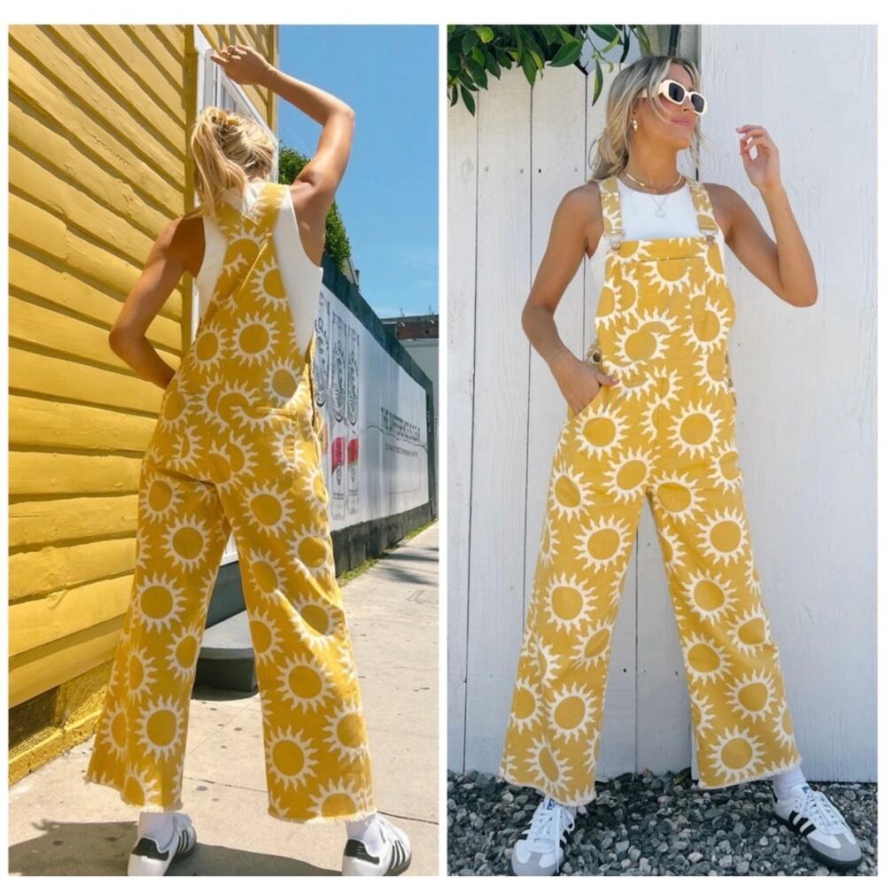 Show Me Your Mumu Marfa Overalls in Yellow Size XS Wide Leg Bohemian